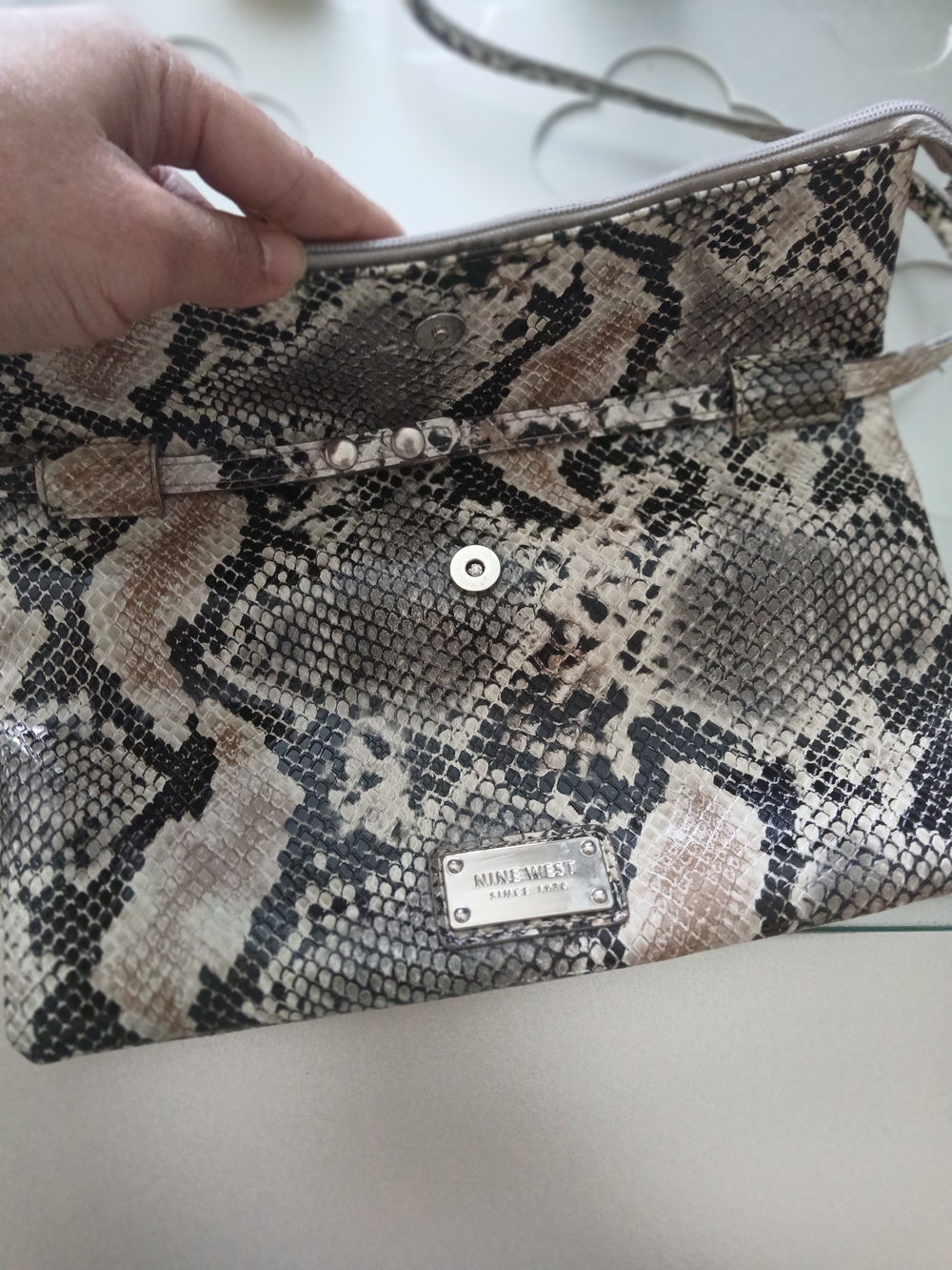 Nine West Neutral Snake-Print Crossbody Bag - Picture 3 of 7